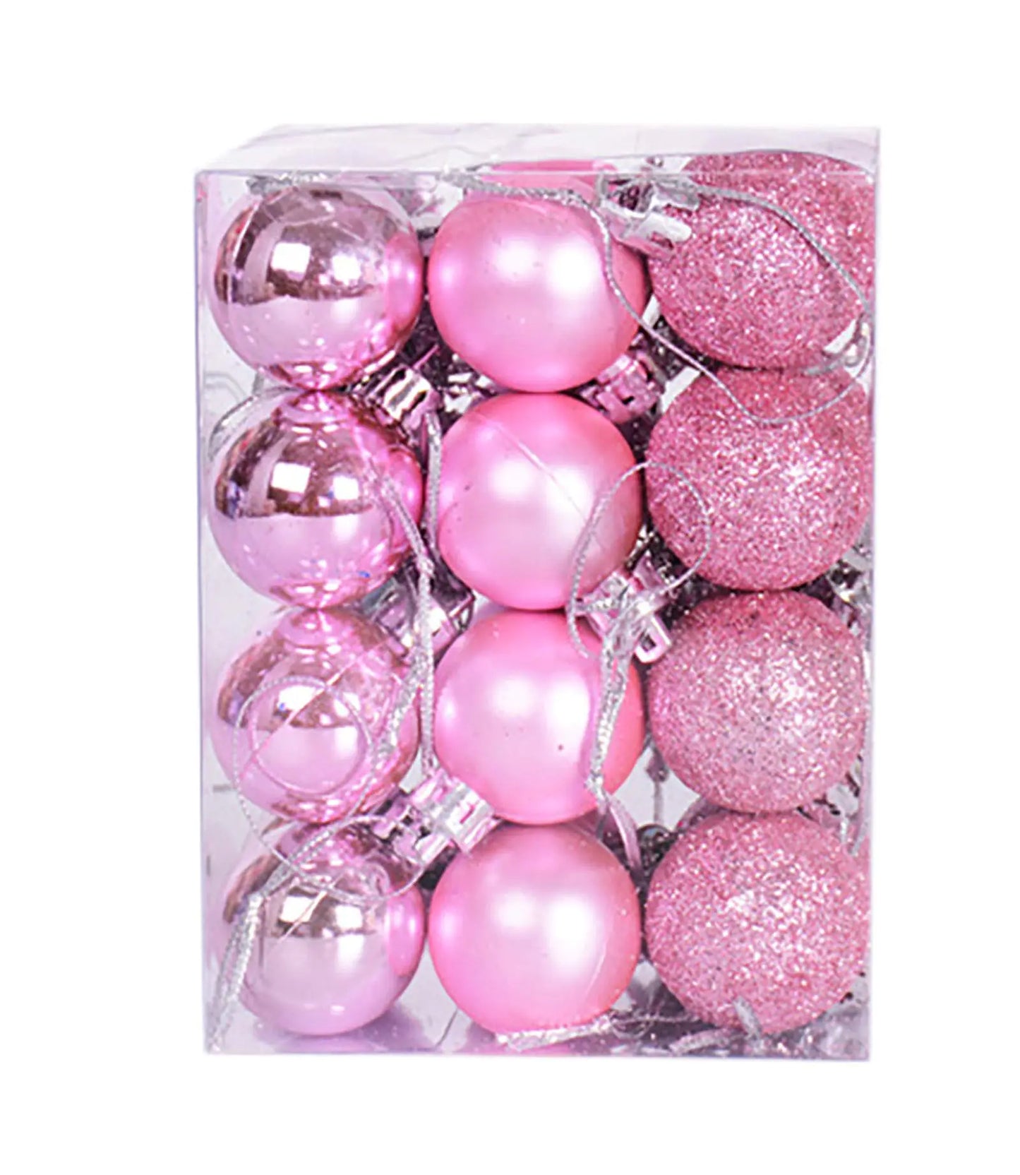 Yansanido 24pcs Small Christmas Ball 3cm /1.18 Ornaments Shatterproof Christmas Decorations Tree Balls Pastel Tree Ornaments Pendant (Pink)