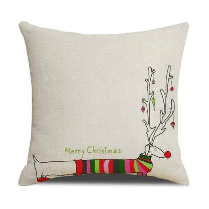 Christmas White Animal Print Pillowcase