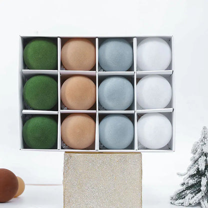 12PCS 6CM Velvet Ball Christmas Tree Ornaments