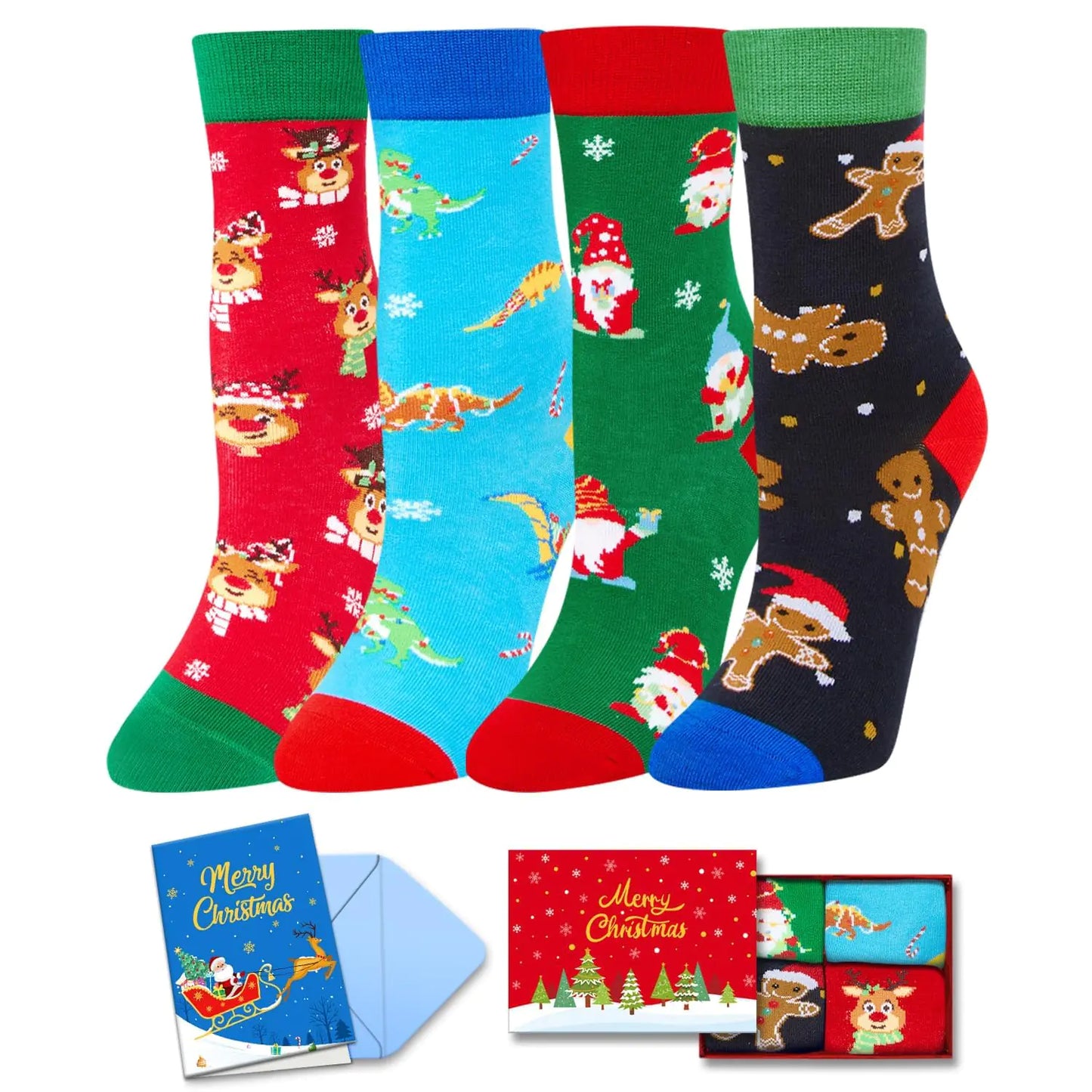 JoyfulElf Kids Christmas Socks 7-9 Gift Set