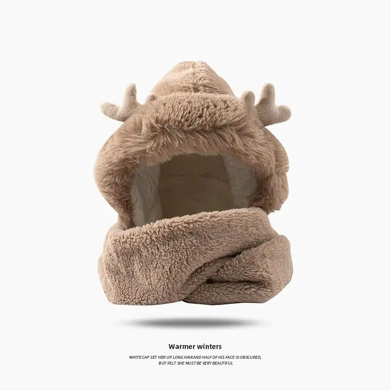 Christmas Elk Ear Hat, Scarf, and Gloves Set