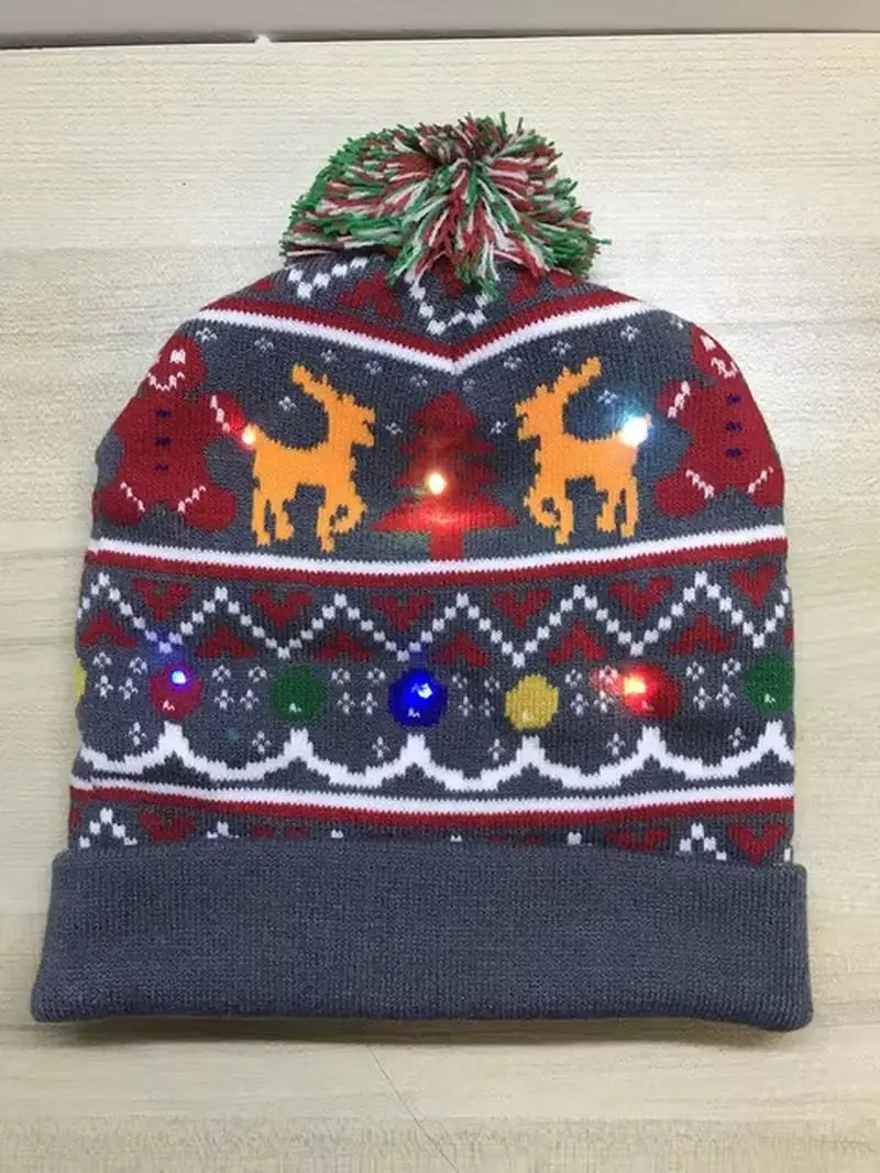 Festive LED Beanie Light-Up Christmas Hat