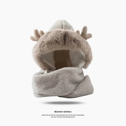 Christmas Elk Ear Hat, Scarf, and Gloves Set