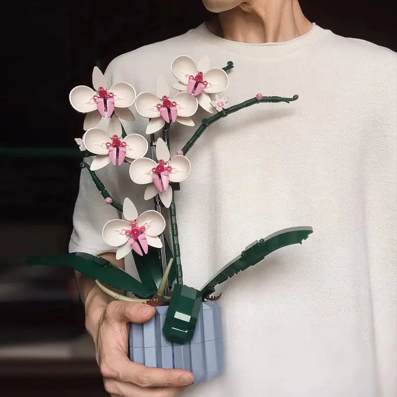 LEGO-Compatible Creative Orchid Flower Bouquet women gift