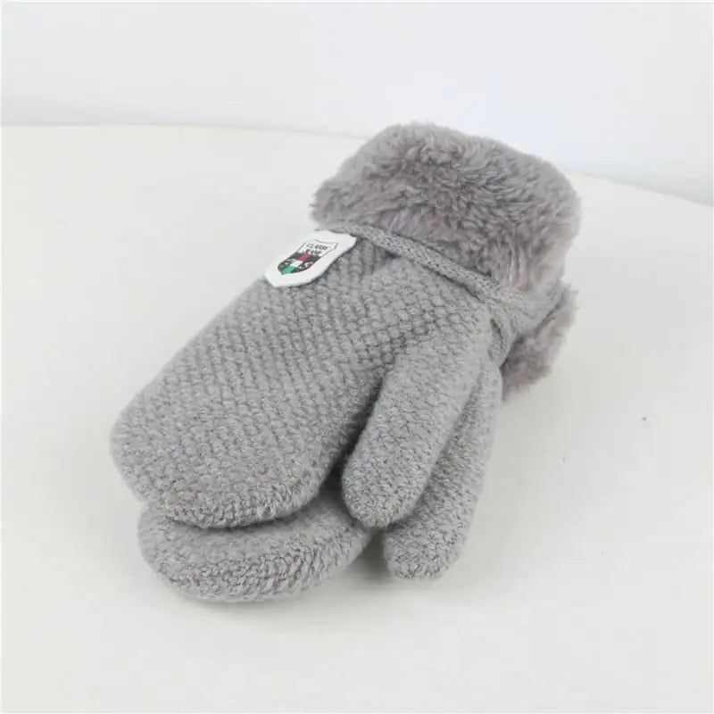 Children 's Thick Knitted Woolen Plush Mittens