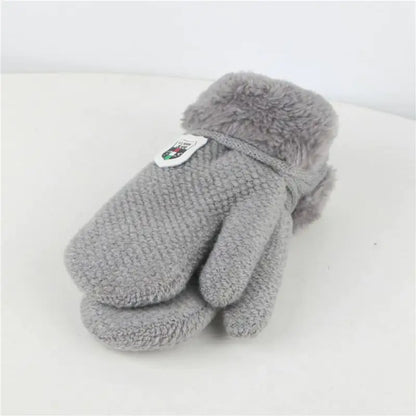 Children 's Thick Knitted Woolen Plush Mittens