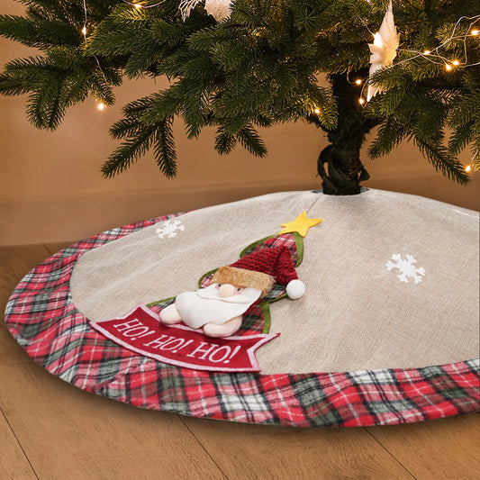 Festive Santa Linen Tree Skirt
