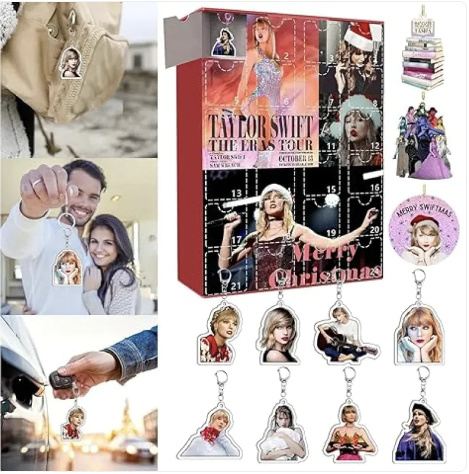 Taylor Swift Christmas Advent Calendar Keychain – 24-Day Countdown