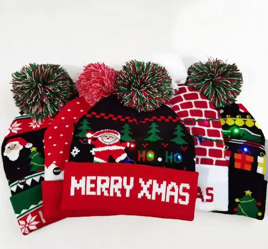 Festive LED Beanie Light-Up Christmas Hat