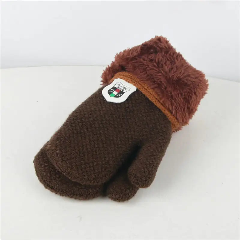 Children 's Thick Knitted Woolen Plush Mittens