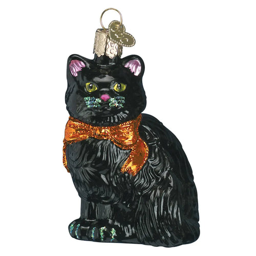 Halloween Black Cat Glass Ornament