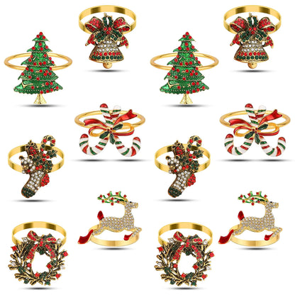 12 Pcs Christmas Napkin Ring Set table