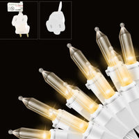 XMASHOME 19.6ft White Wire Warm White String Lights 100 Count Incandescent Christmas Lights