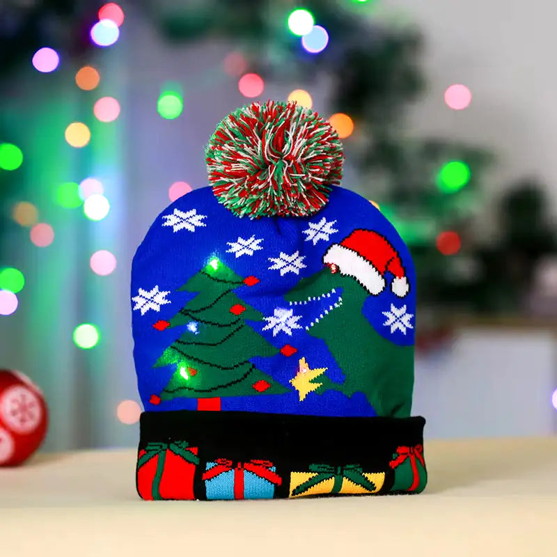 Festive LED Beanie Light-Up Christmas Hat