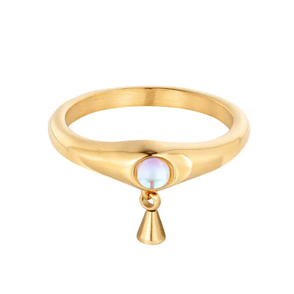 Minimalist Pearl Titanium Steel Ring women