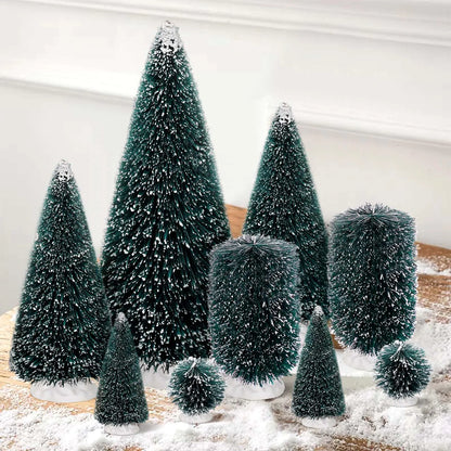9Pcs Mini Frosty Christmas Trees for Table top