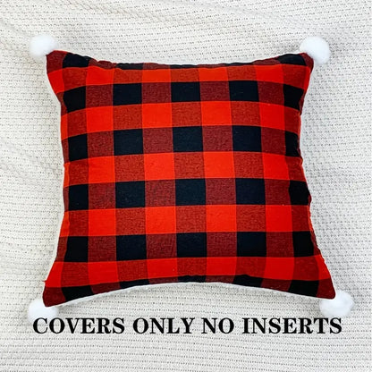 Christmas Pillowcase with Red Plaid &amp; Fur , 17.72in
