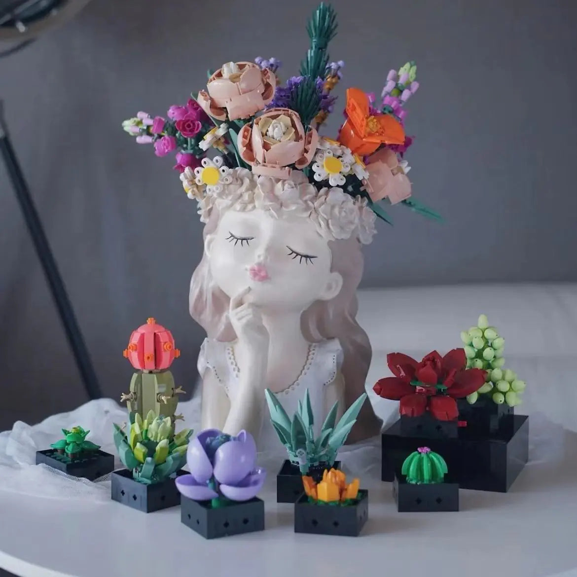 LEGO-Compatible Creative Orchid Flower Bouquet women gift