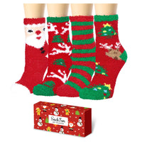 Holiday Cozy Socks Set for Her - 4 Pairs Fleece Winter Warmth