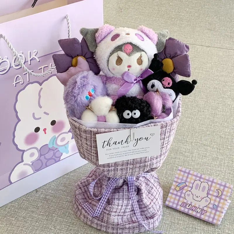 Kuromi Plush Doll Bouquet - Cute Gift for Girls set