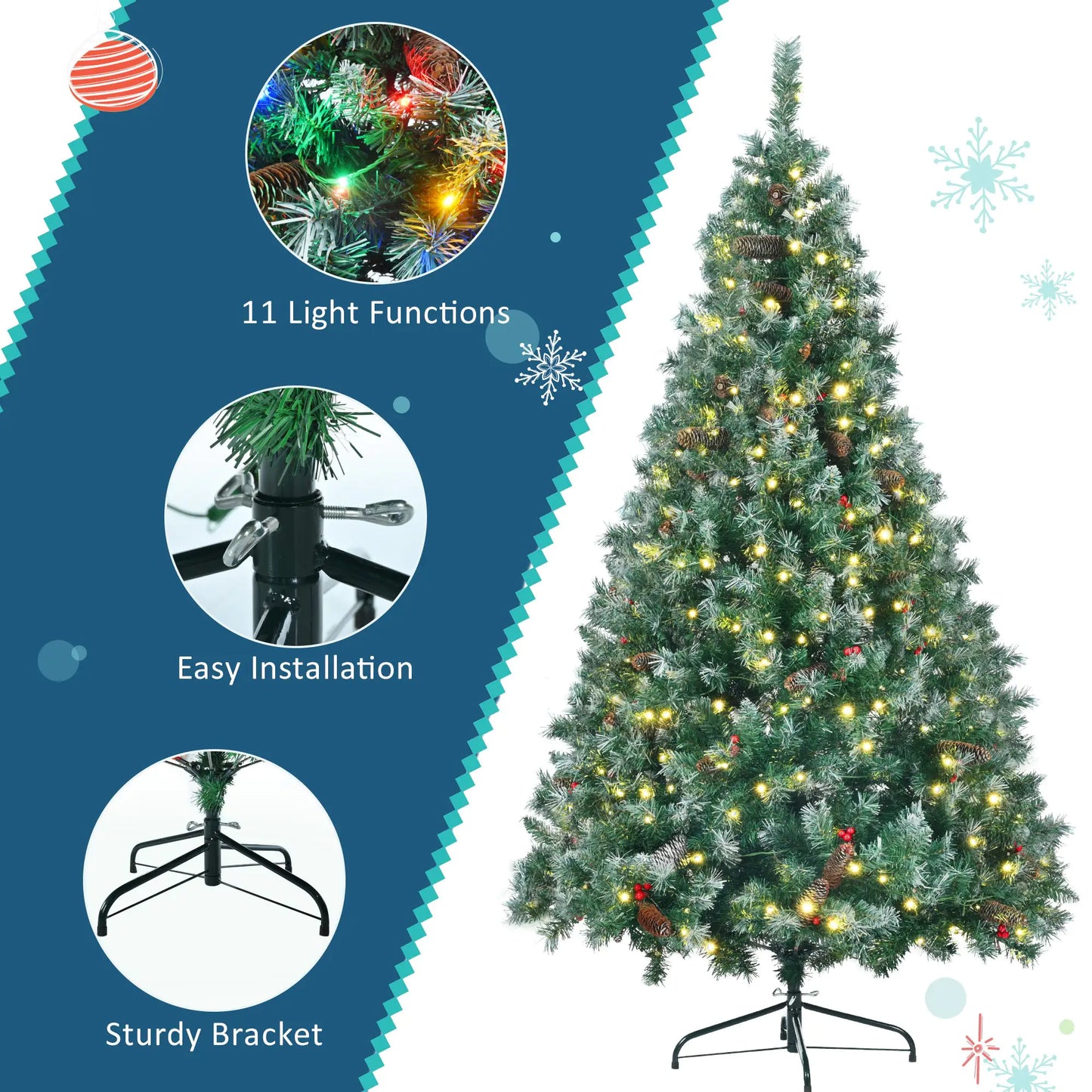 6ft Pre-Lit Dark Green Pine Christmas Tree Set garland