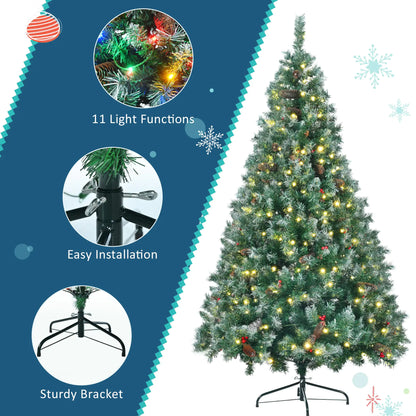 6ft Pre-Lit Dark Green Pine Christmas Tree Set garland
