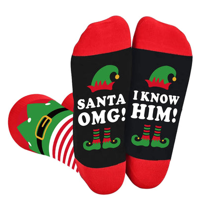 Elf-Themed Holiday Knit Socks for All