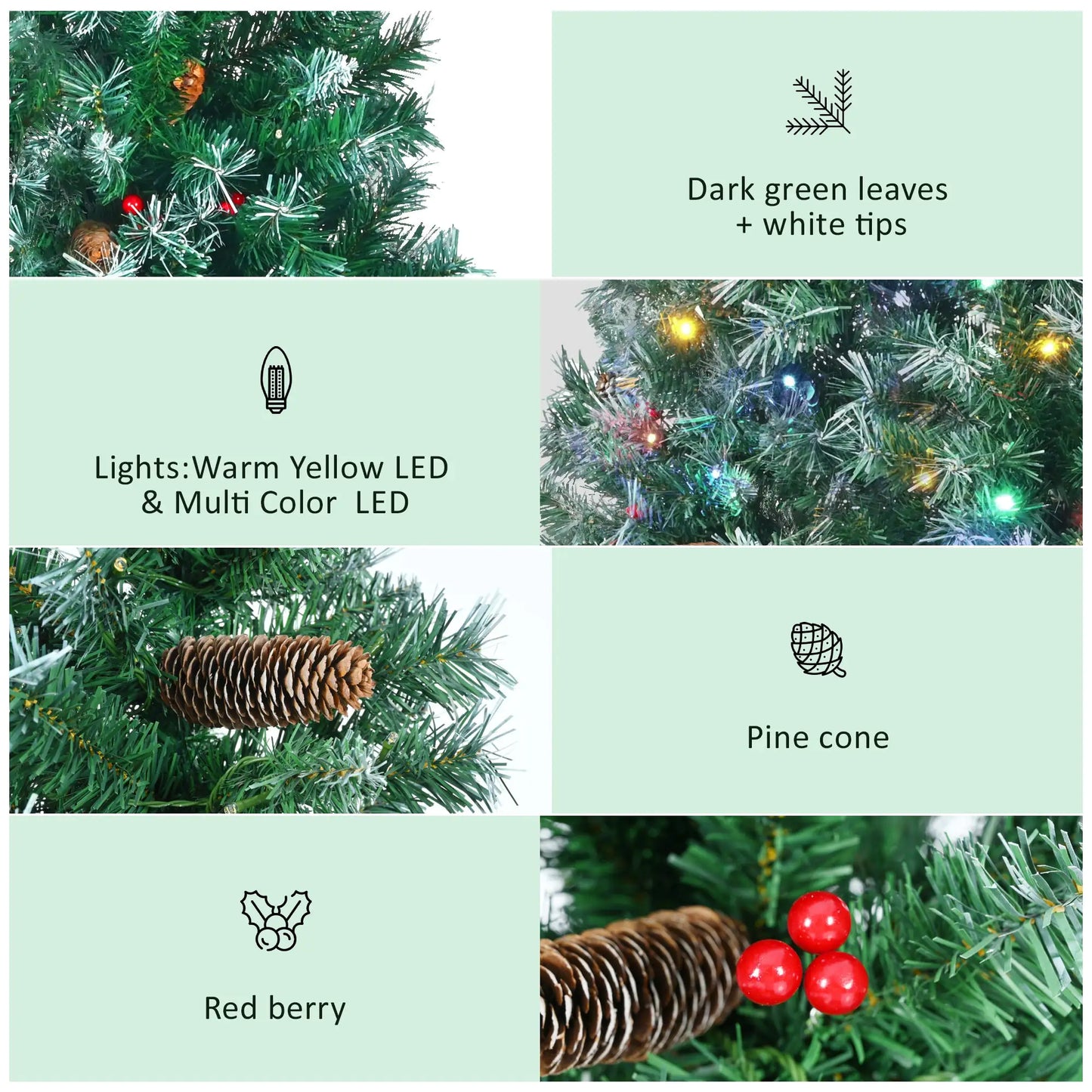 6ft Pre-Lit Dark Green Pine Christmas Tree Set garland