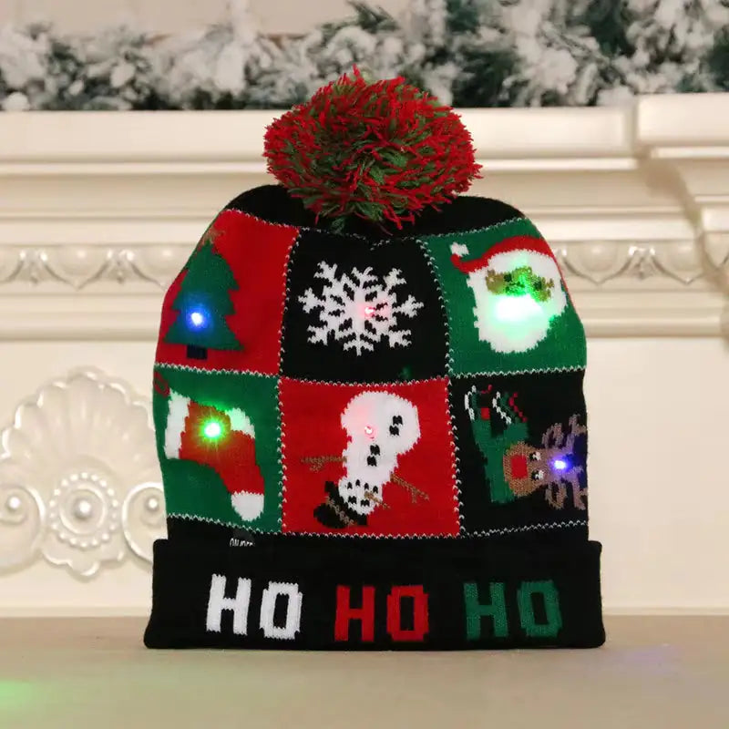Festive LED Beanie Light-Up Christmas Hat