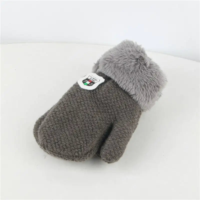 Children 's Thick Knitted Woolen Plush Mittens