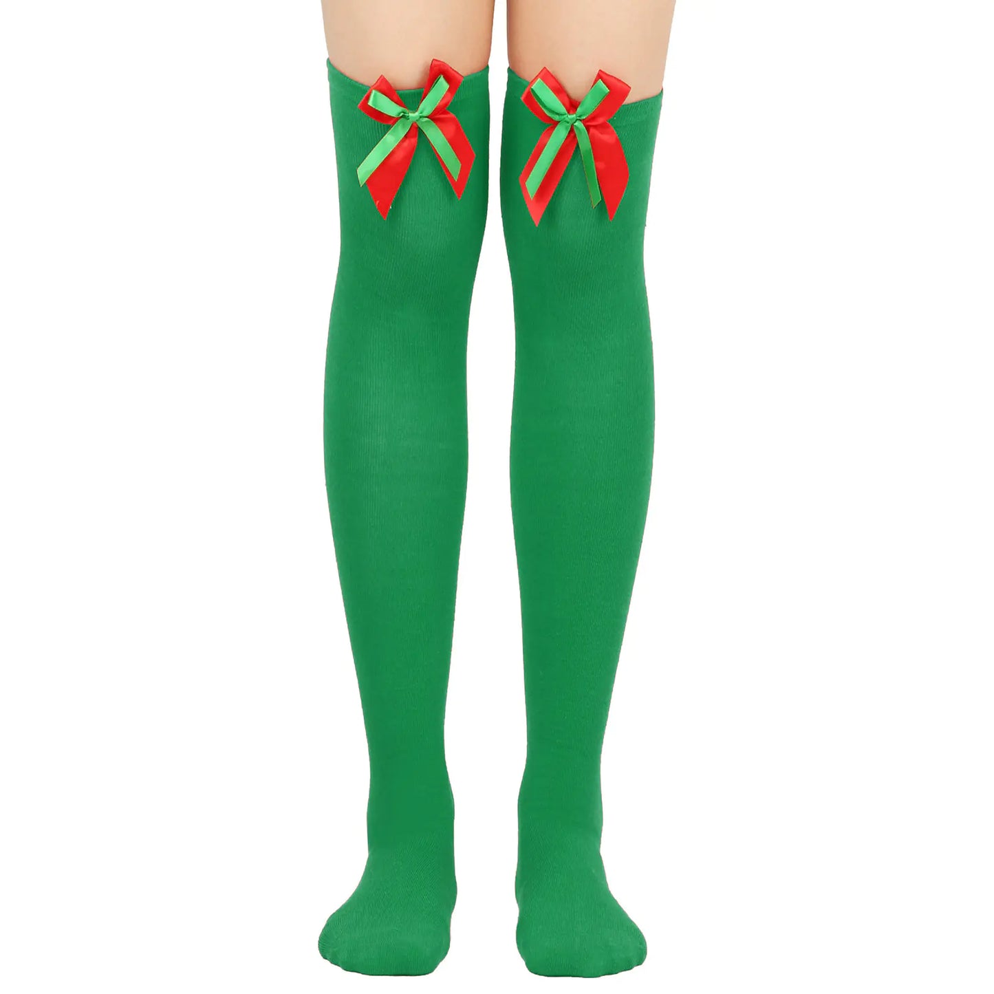 Bow Over Knee Christmas Socks for Women