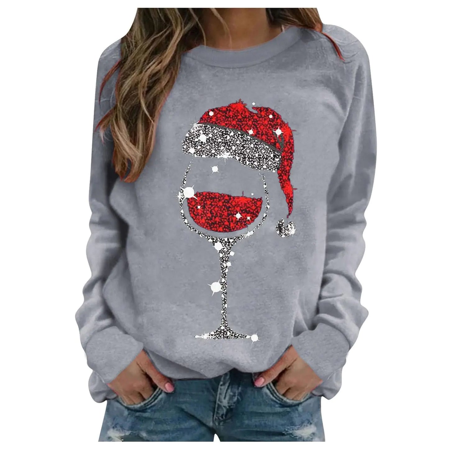 Wine Xmas Sweatshirt for Women clothes