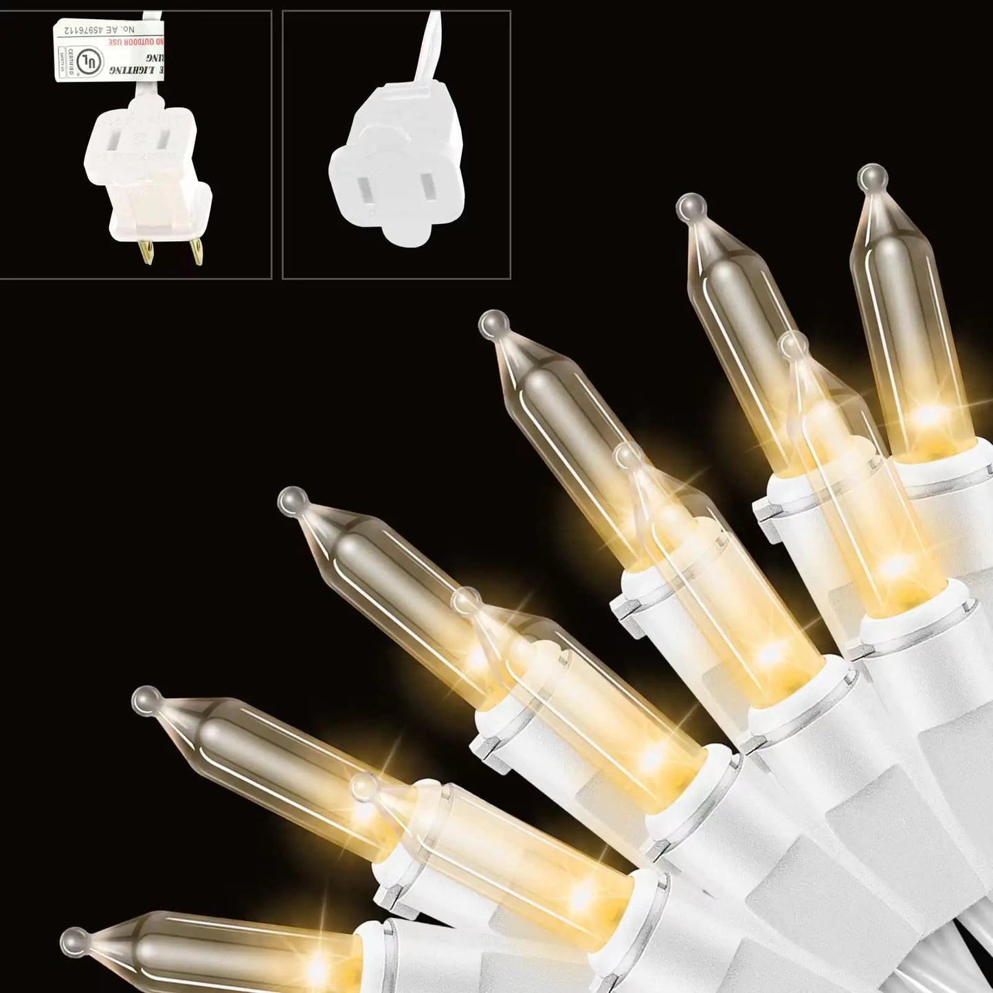 XMASHOME 19.6ft White Wire Warm White String Lights 100 Count Incandescent Christmas Lights