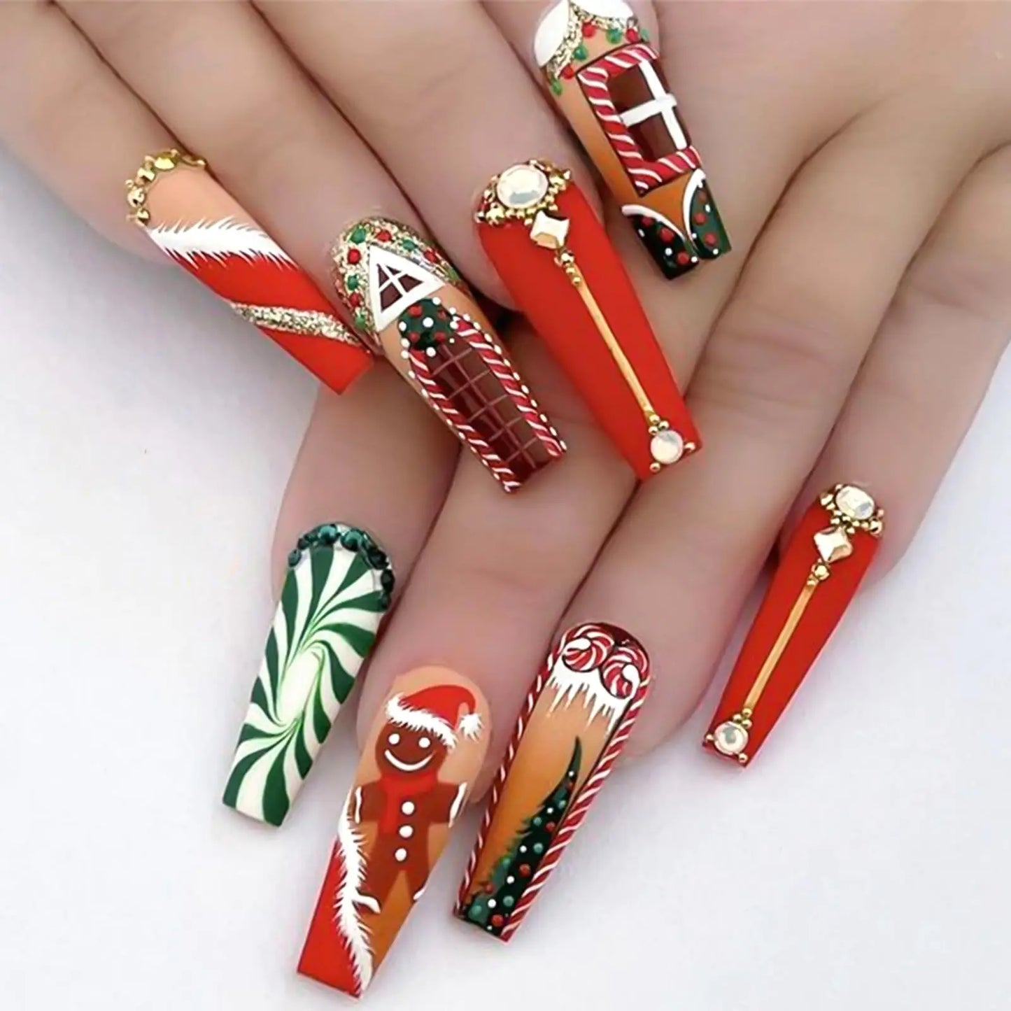 Festive Luxe Coffin Press-On Nails women
