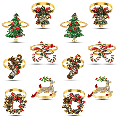 12 Pcs Christmas Napkin Ring Set table